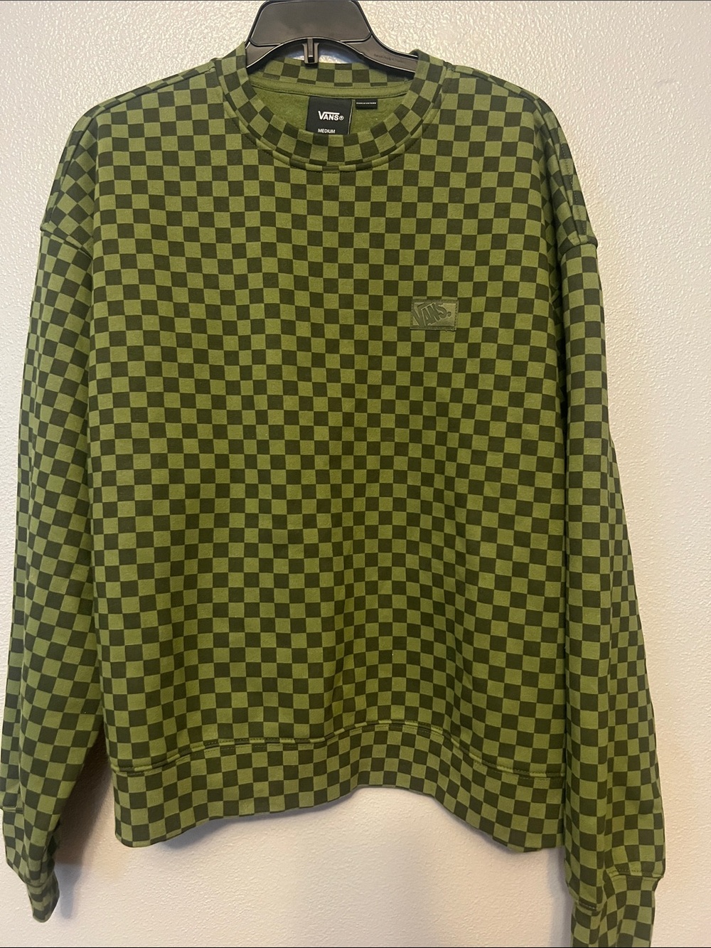 Vans Olive Checkerboard Crewneck Sweatshirt Unisex
